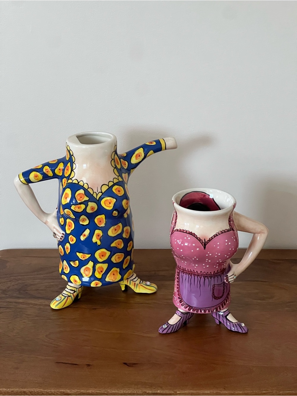 Vintage Rare SWAK Lynda Corneille Set – Blue Floral Teapot & Pink Apron Mug